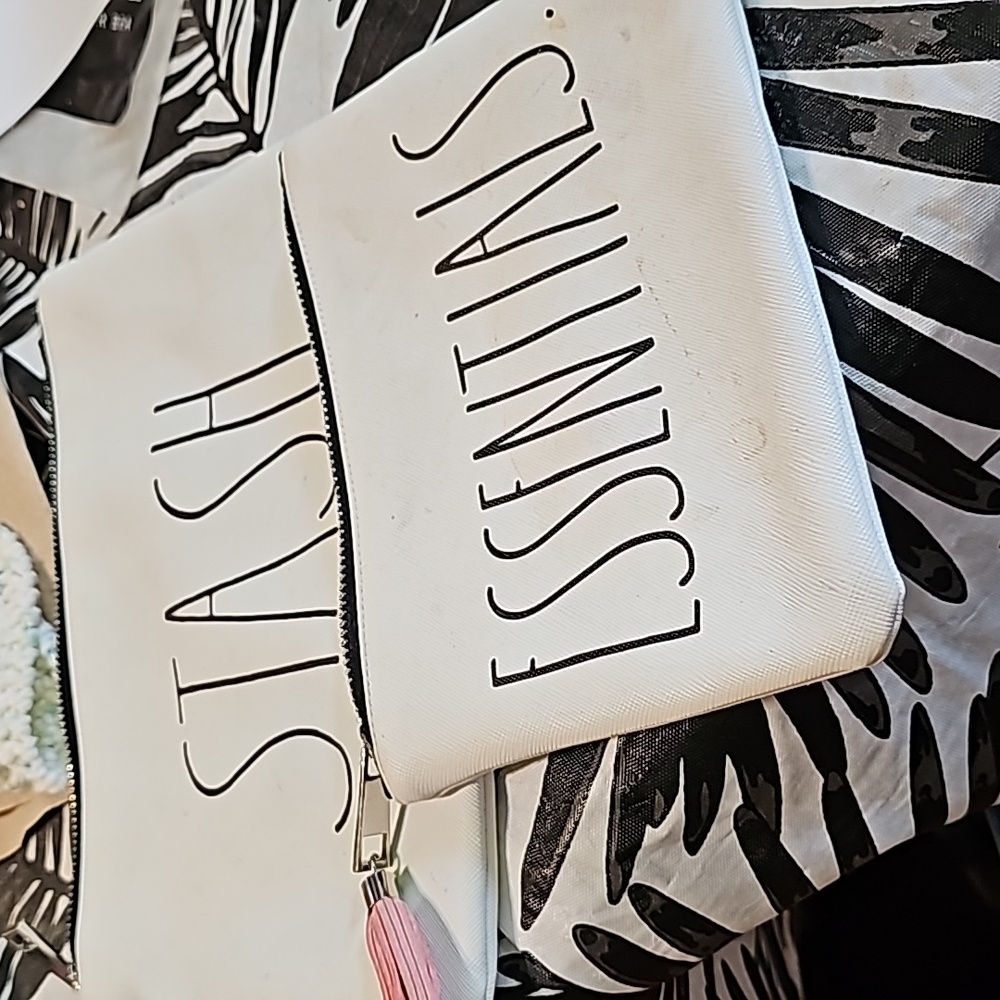 2 Rae Dunn By Magenta STASH and ESSENTIALS zippered pouches